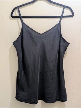 J. Crew 100% Silk Black Layering Camisole V-neck Spaghetti Strap- L